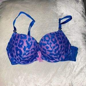 Victoria’s Secret Blue/Pink Cheetah Push-Up Bra